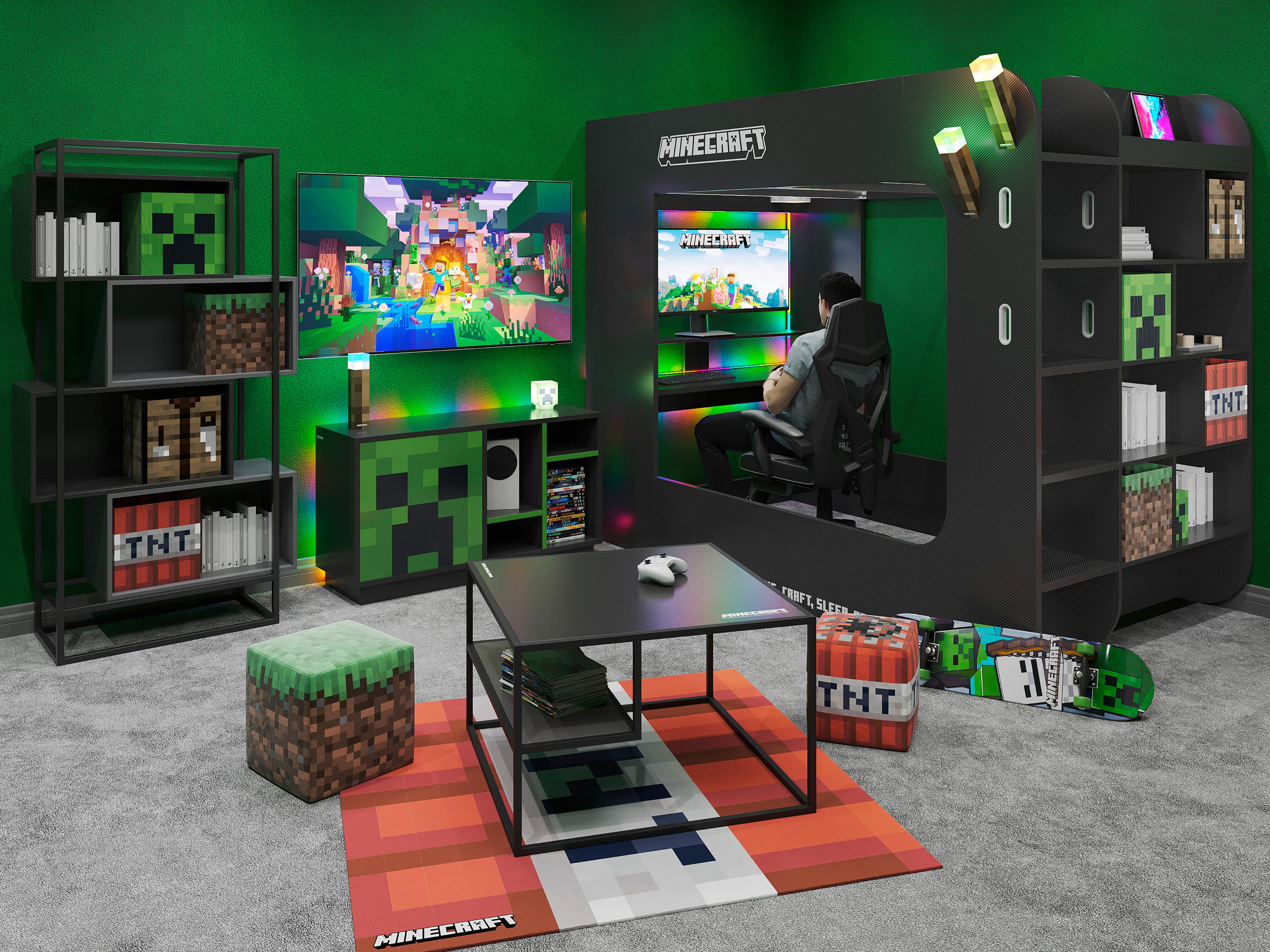 Regal Minecraft - Schwarz/Grau, MODERN, Holzwerkstoff/Metall (70/164/38cm) - Minecraft