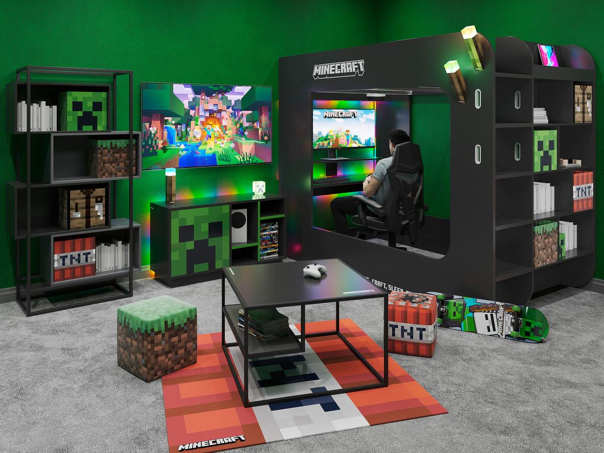 Regal Minecraft - Schwarz/Grau, MODERN, Holzwerkstoff/Metall (70/164/38cm) - Minecraft