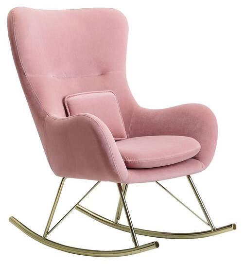 Schaukelstuhl mit Armlehnen + Kissen Wohnling Samt Rosa