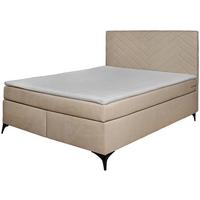 Boxspringbett Mit Topper 180x200 Cm Evan - Beige/Schwarz, Basics, Textil (180/200cm) - P & B