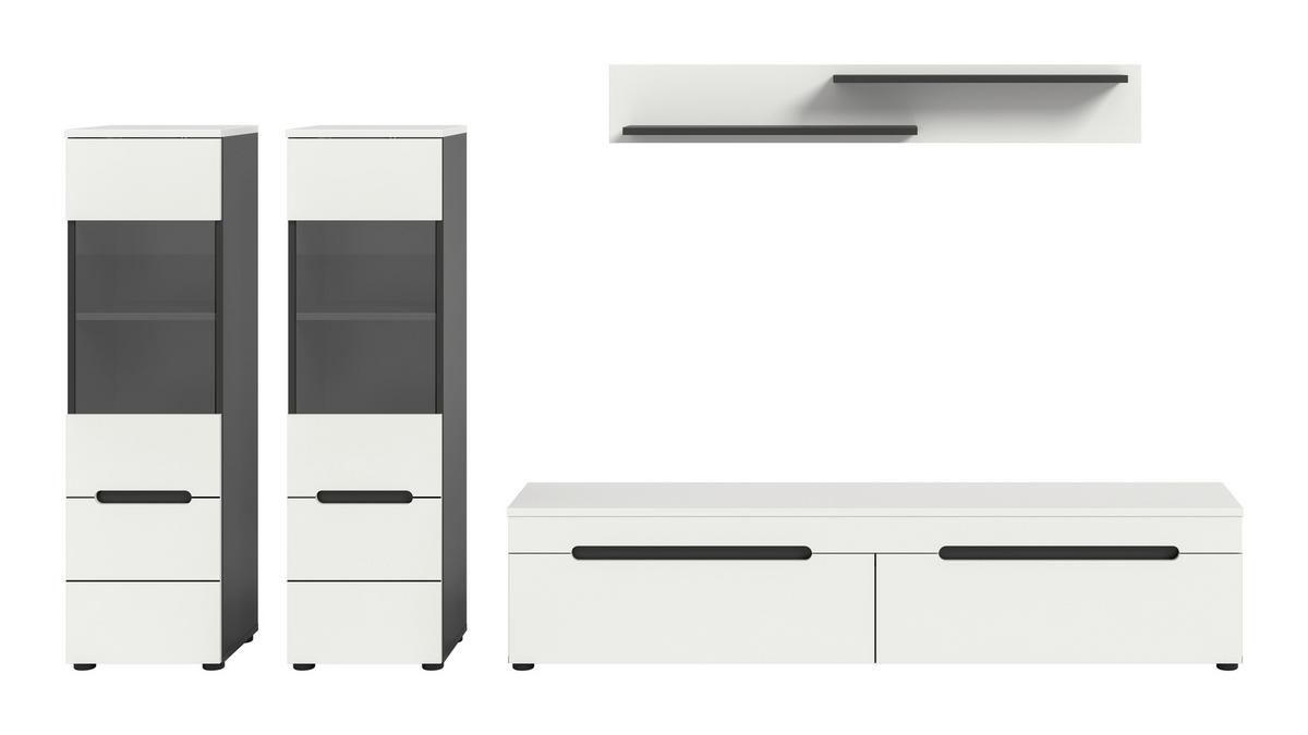 WOHNWAND Canu Weiß B: 272cm - Schwarz/Weiß, Design, Holzwerkstoff (272/141/33cm) - Livetastic
