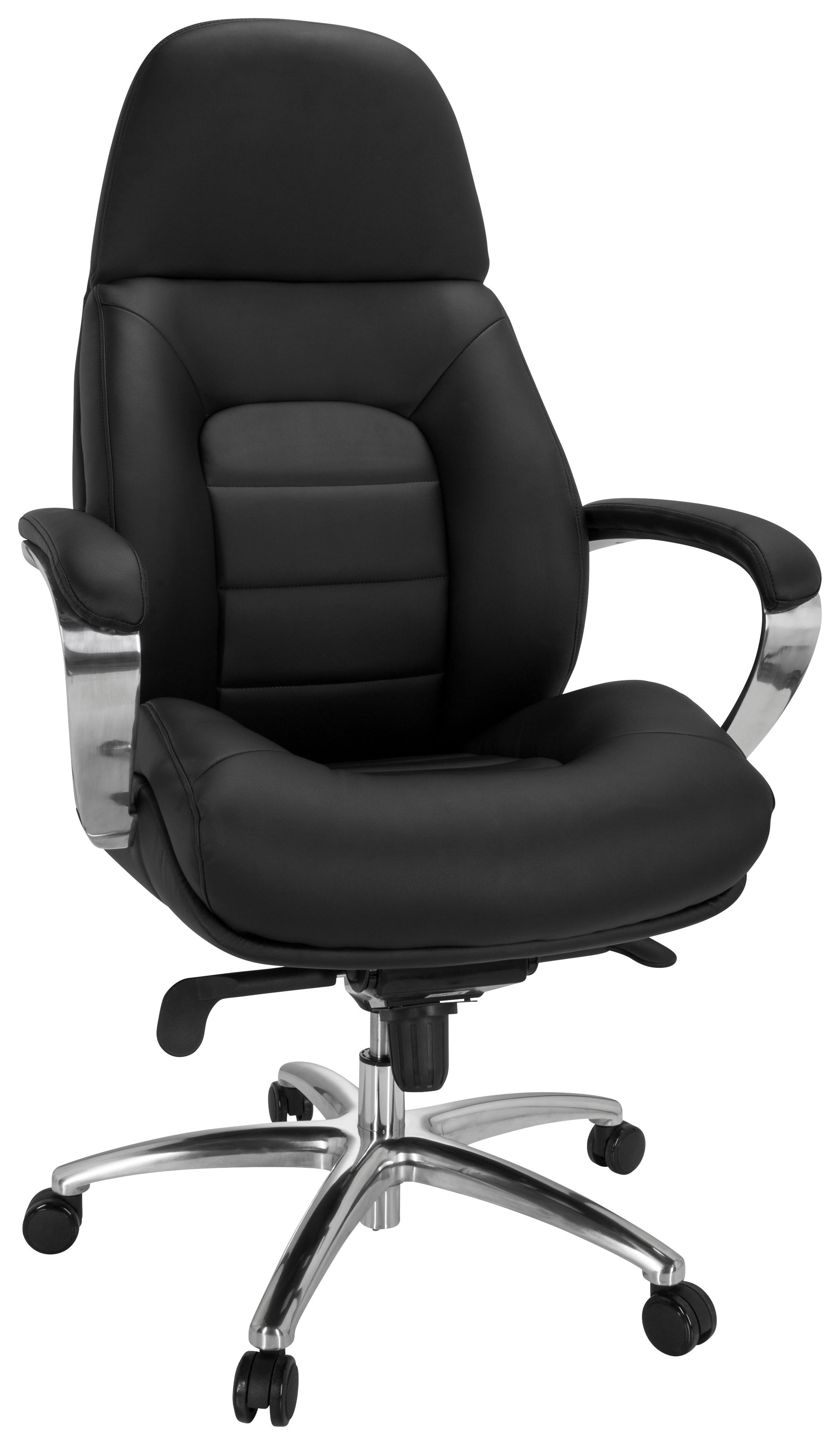 Chefsessel Brenton XXL Schwarz - Silberfarben/Schwarz, MODERN, Kunststoff/Textil (73/137/73cm) - MID.YOU
