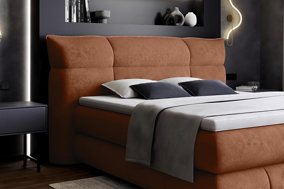 Boxspringbett Caramelo Kupfer 180x200 cm - Schwarz/Kupferfarben, Trend, Textil (180/200cm)