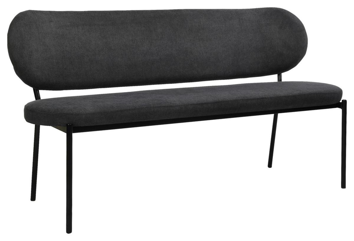 Sitzbank Jersey Schwarz, Dunkelgrau B: 160 Cm - Dunkelgrau/Schwarz, Design, Textil/Metall (160/82/62cm) - MID.YOU