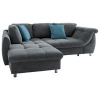 Ecksofa mit Schlaffunktion Agira Anthrazit/Blau 190x250cm - Blau/Chromfarben, Design, Textil (190/250cm) - P & B