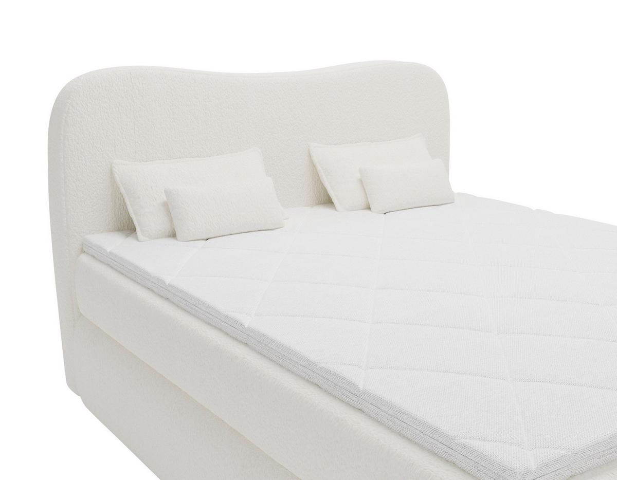 Boxspringbett Mit Topper 180x200 Isla - Beige/Buchefarben, Basics, Holz/Holzwerkstoff (180/200cm) - Livetastic