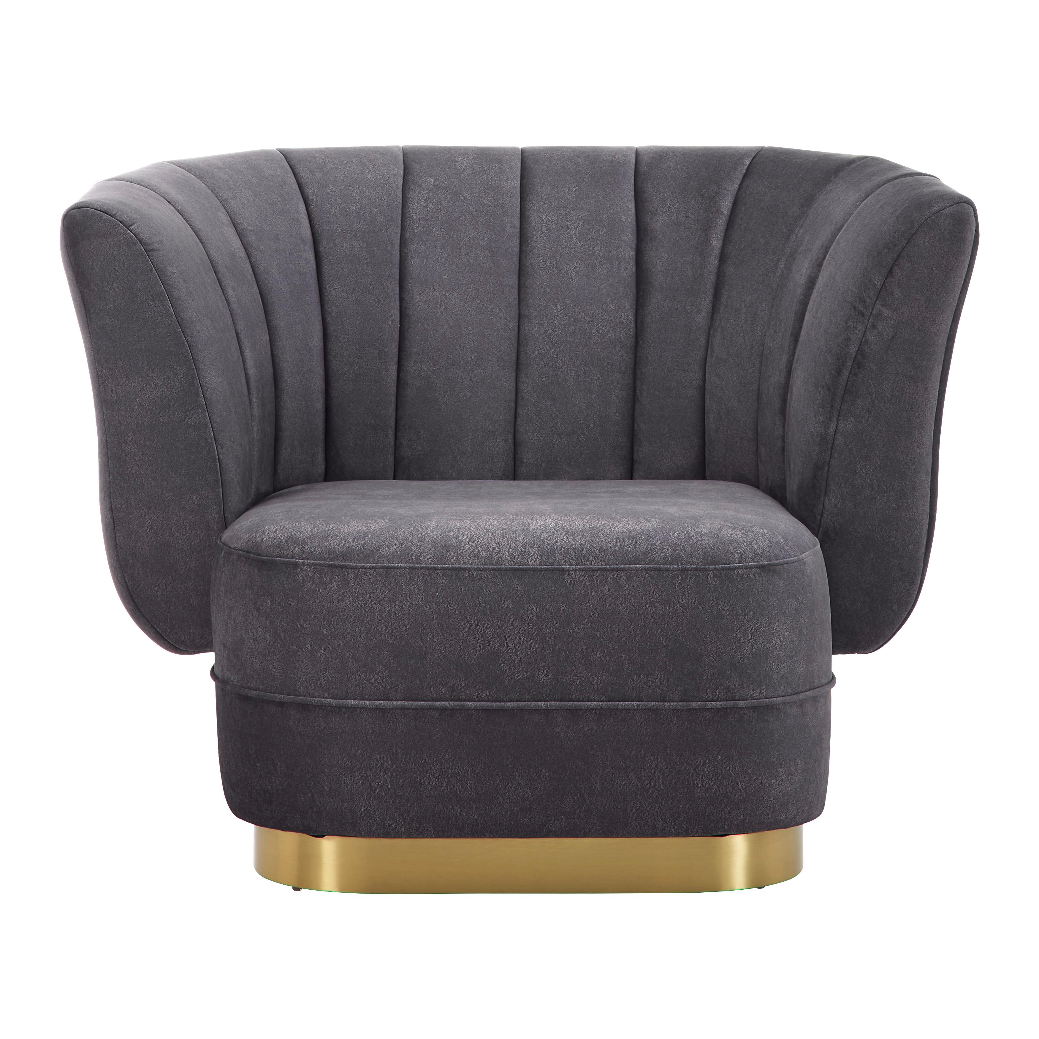 Štýlové kreslo ARABELLA - sivohnedé - sivohnedá/zlatá, Modern, kov/drevo (120/90/85cm) - Bessagi Home