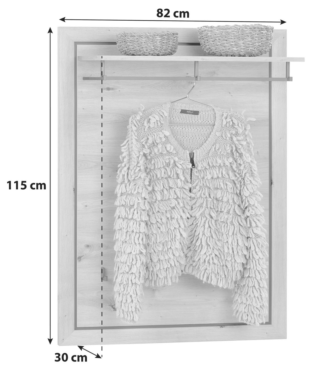 Előszobapanel Harvey - tölgyfa színű/antracit, Lifestyle, faalapú anyag (82/115/30cm)