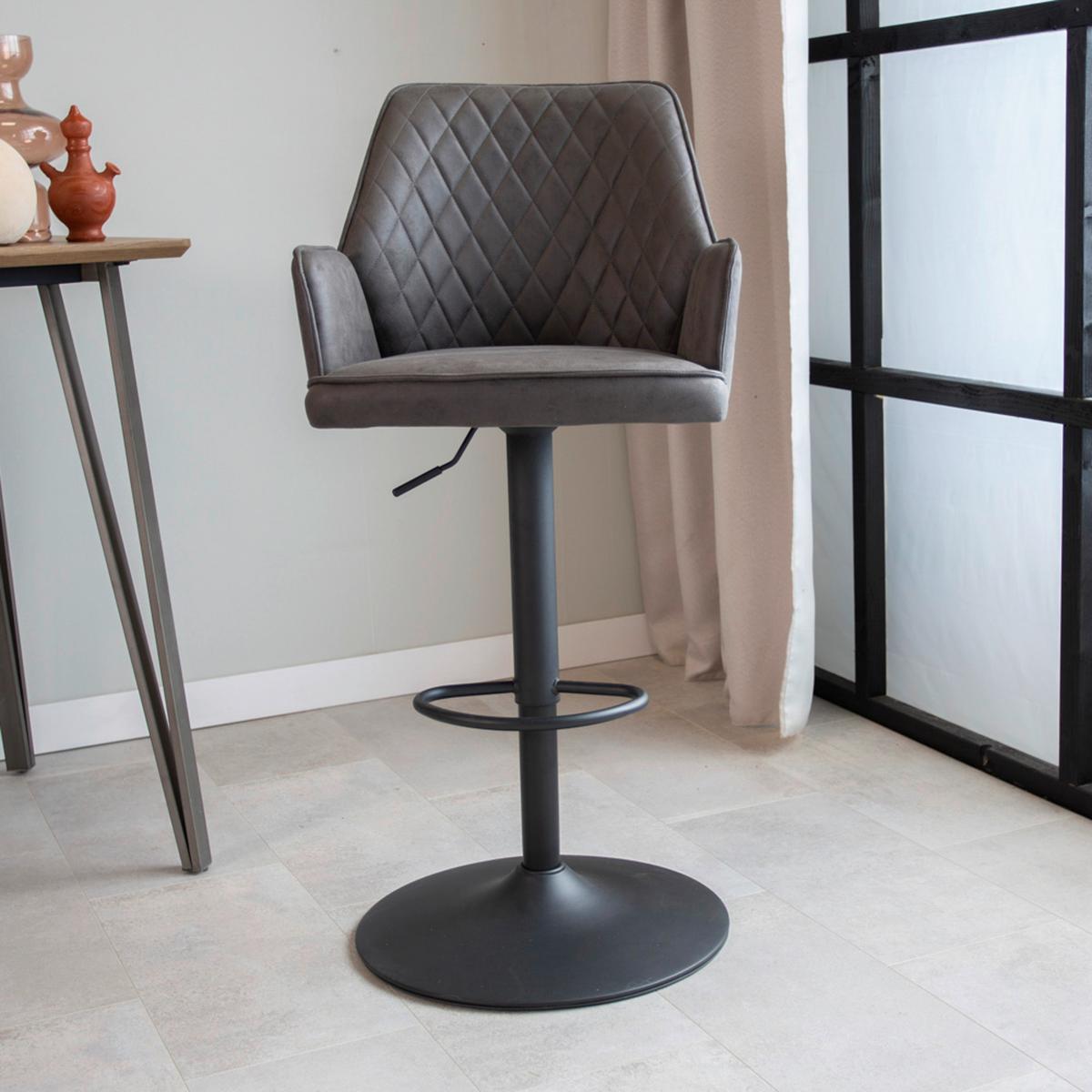 Barhocker Donny - Taupe/Anthrazit, KONVENTIONELL, Textil/Metall (42/114/52cm) - MID.YOU