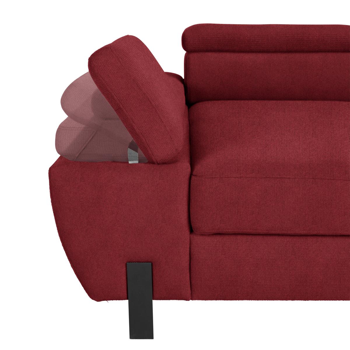 Rohová sedačka MILNA, pravá, vínovočervená - čierna/vínovočervená, Modern, kov/drevo (277/90/189cm) - Mömax