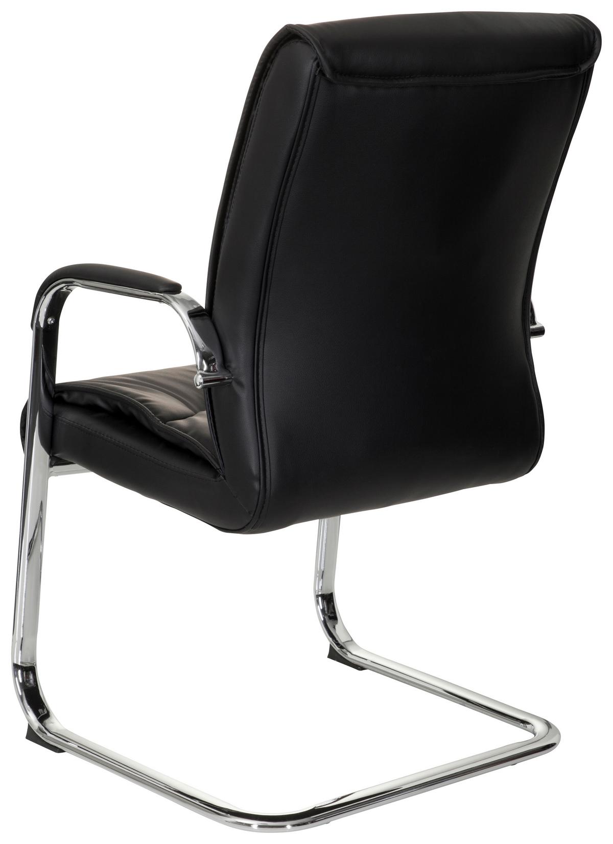 Besucherstuhl Sovrano V Lederlook Schwarz Bis 120kg - Chromfarben/Schwarz, MODERN, Textil/Metall (58/108/71cm) - MID.YOU