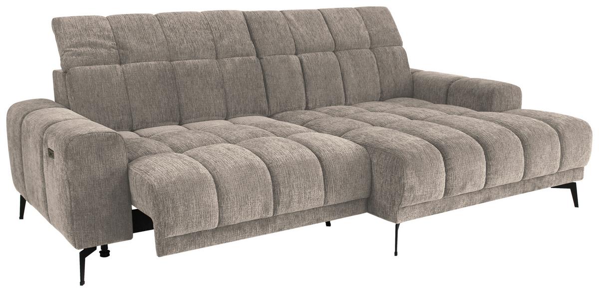 Rohová sedačka LAYA, pravá, šedohnědá žinylka KANSAS - hořčicově žlutá/šedohnědá, Moderní, textil (250/155cm) - Premium Living