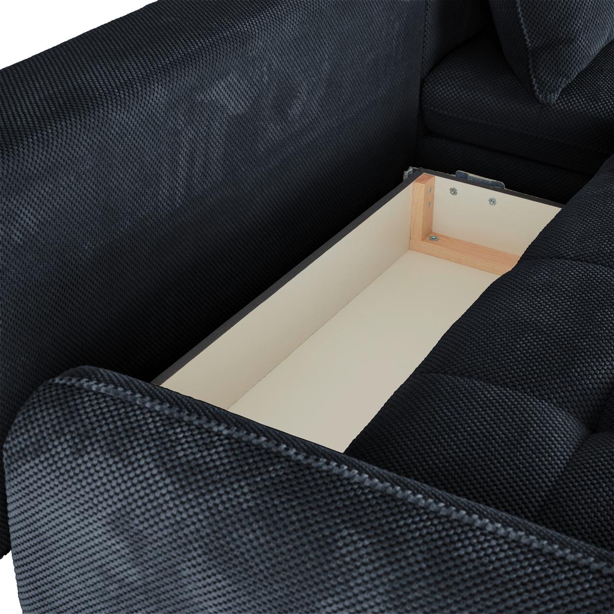 Ecksofa Wave - Schwarz, MODERN, Holz/Textil (266/189cm)