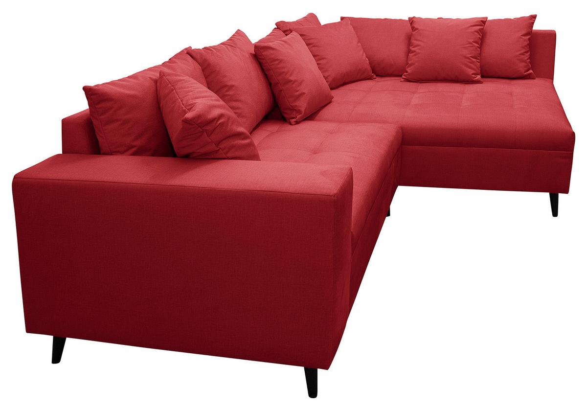 Ecksofa Pruno, Rot S: 247x174 Cm - Rot/Schwarz, Design, Textil (247/174cm) - MID.YOU