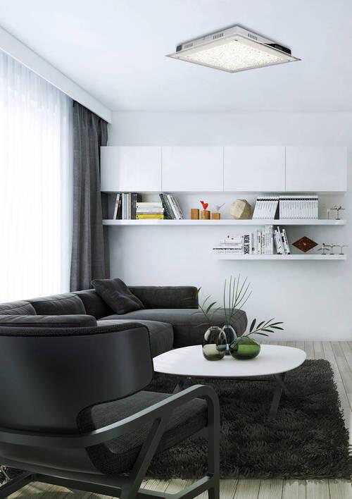 Led-deckenleuchte L: 36 Cm Quadratisch - Chromfarben, Basics, Glas/Metall (36cm) - Näve