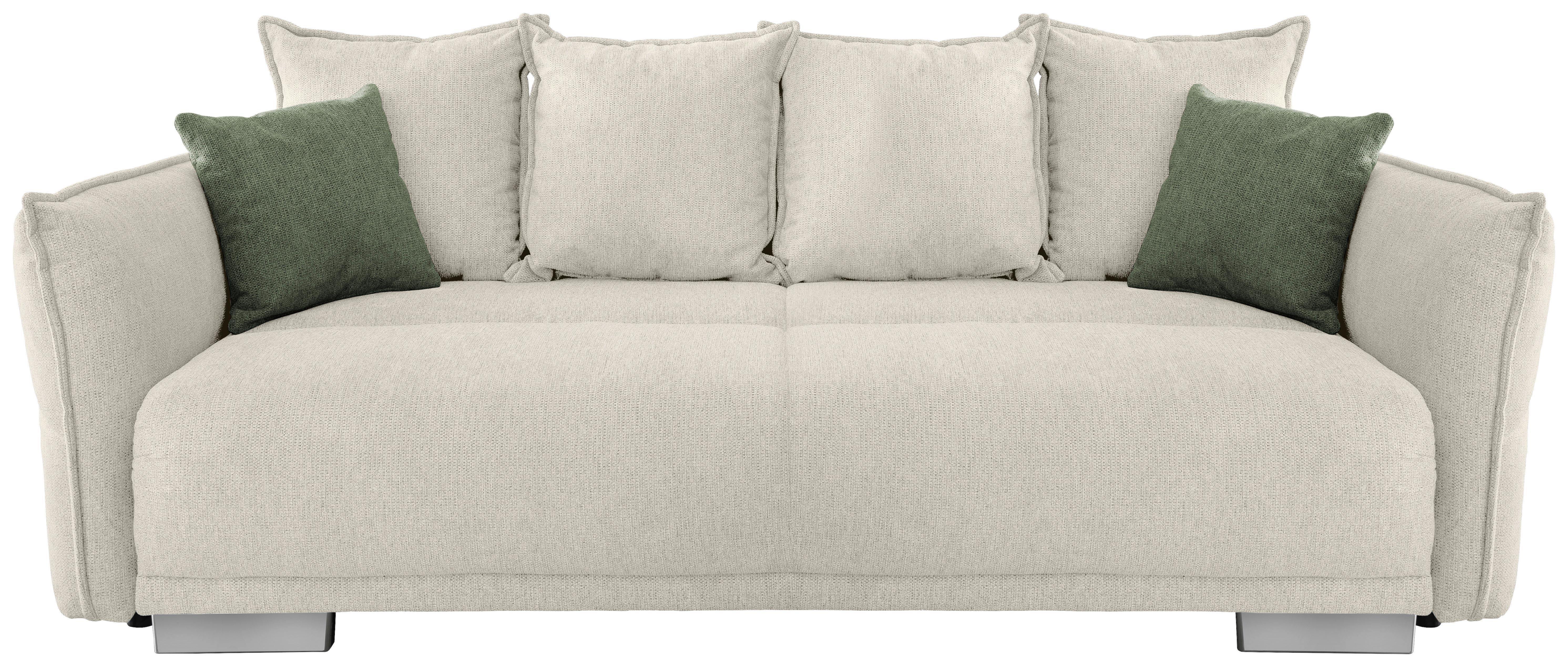 Bigsofa Pera, Beige B: 242 cm - Chromfarben/Dunkelgrün, MODERN, Textil (242/71/90/131cm) - Livetastic