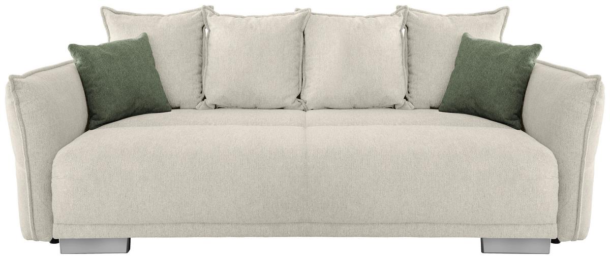 Bigsofa Pera, Beige B: 242 cm - Chromfarben/Dunkelgrün, MODERN, Textil (242/71/90/131cm) - Livetastic