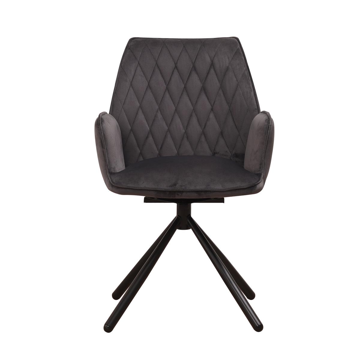 Armlehnstuhl-set Donny Anthrazit B: 57,5 Cm - Anthrazit/Schwarz, MODERN, Textil/Metall (57,5/92/52cm) - MID.YOU