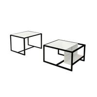 Couchtisch Bati Weiß B: 60-63 Cm - Schwarz/Weiß, Design, Holzwerkstoff/Metall (60-63/45-40/50-55cm) - Livetastic