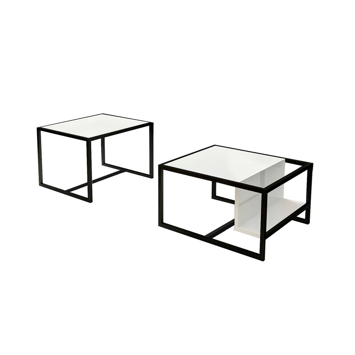 Couchtisch Bati Weiß B: 60-63 Cm - Schwarz/Weiß, Design, Holzwerkstoff/Metall (60-63/45-40/50-55cm) - Livetastic