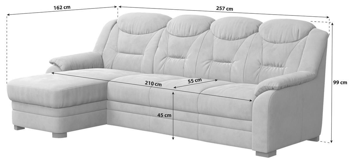 Ecksofa Marcus - Anthrazit, Basics, Textil (162/257cm) - MID.YOU
