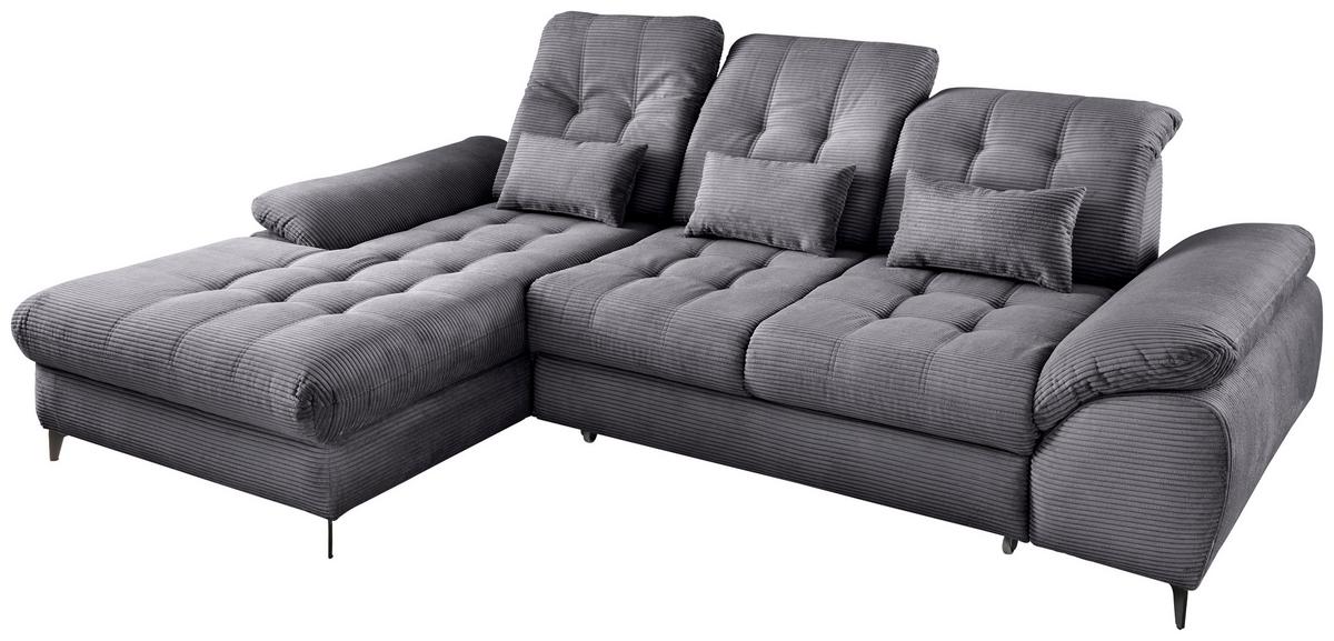Eckschlafsofa Delphino, Grau S: 189x273 cm - Schwarz/Grau, MODERN, Textil (189/273cm) - Livetastic