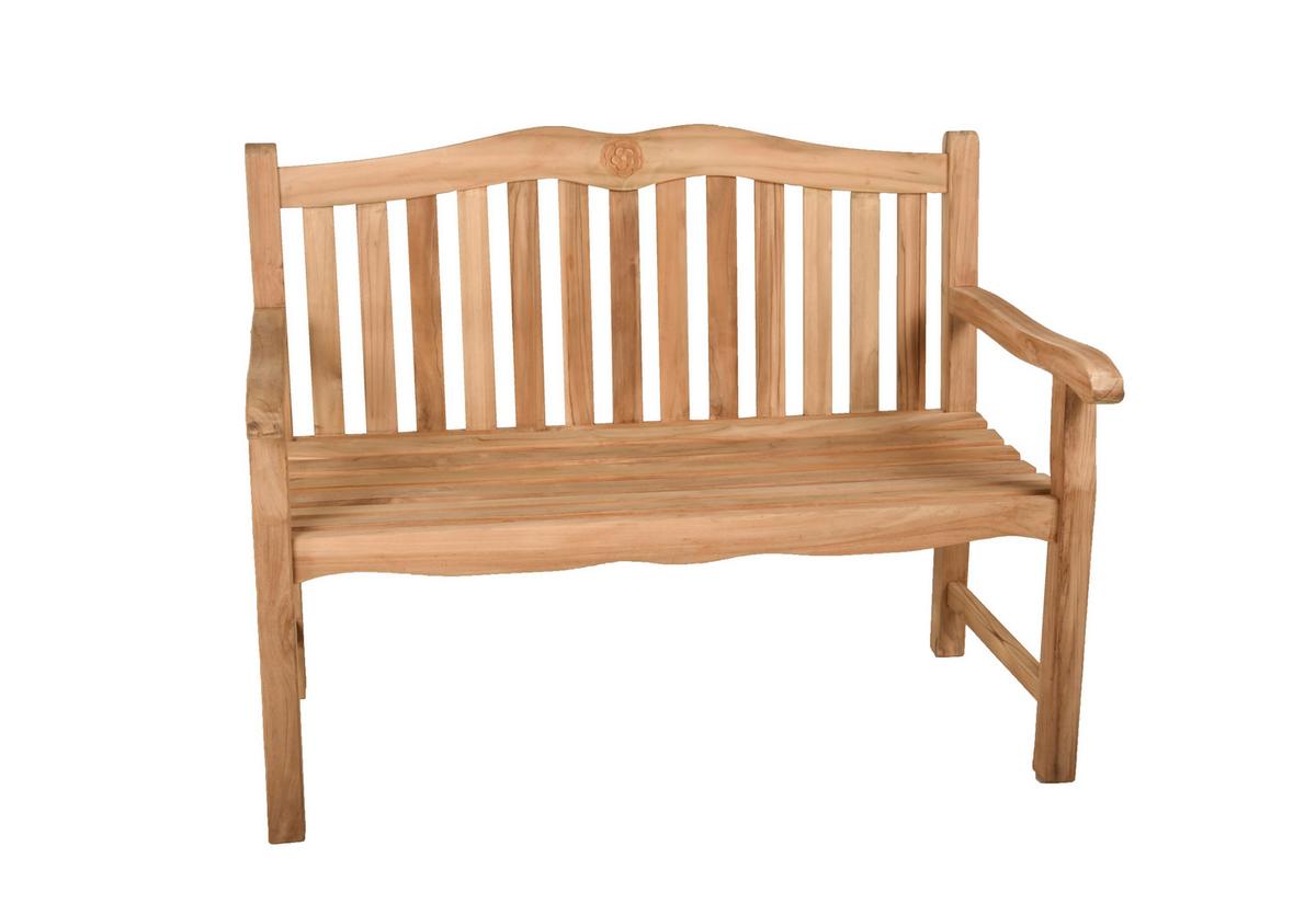 Gartenbank Echtholz Teak 2-Sitzer Romang - Naturfarben, Basics, Holz (120/92/63cm) - Gardenson