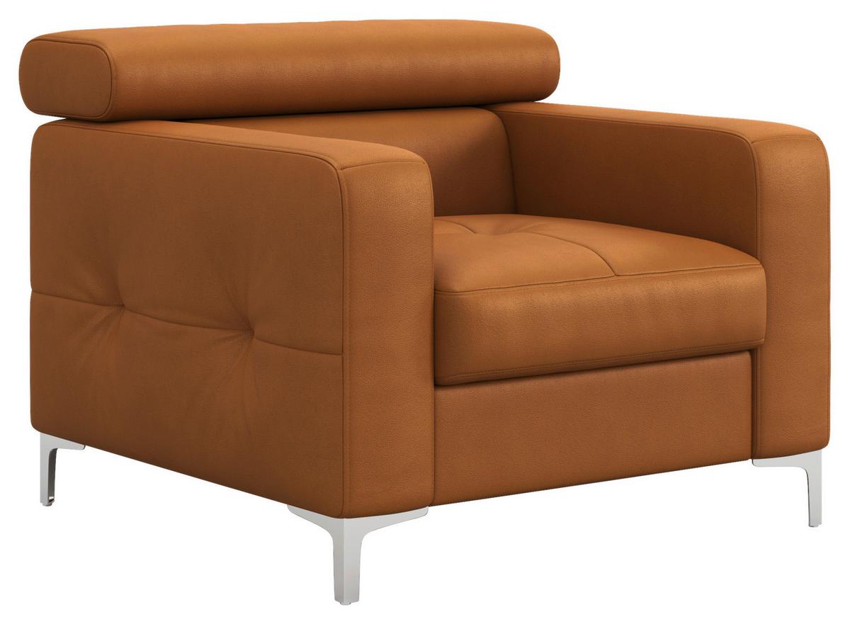 Polstersessel Sammy Gelb Leder - Chromfarben/Gelb, Design, Leder (99/78-92/106cm) - Livetastic