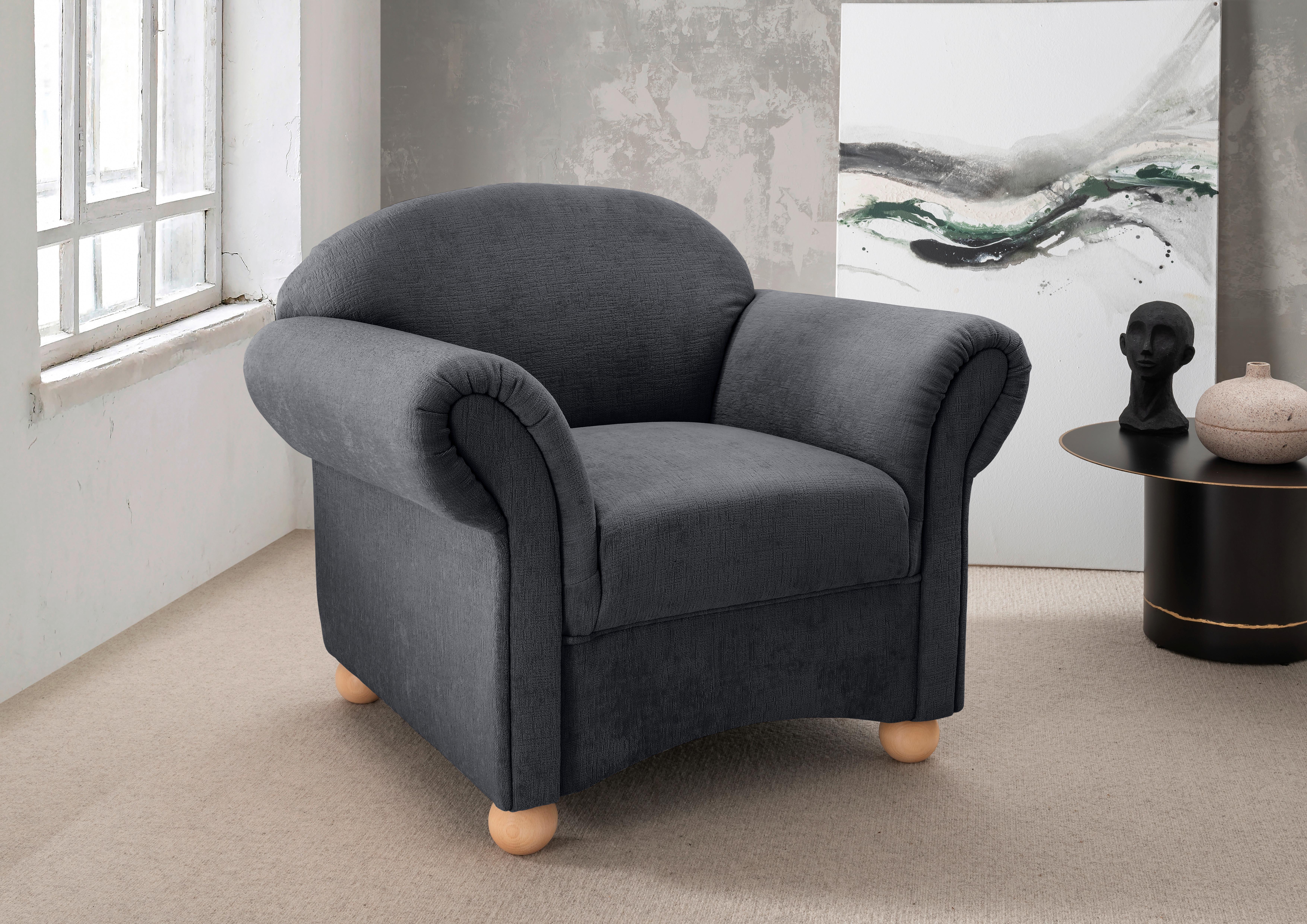 SESSEL Torello Anthrazit B: 90cm - Wildeiche/Anthrazit, KONVENTIONELL, Textil (90/84/80cm) - Livetastic