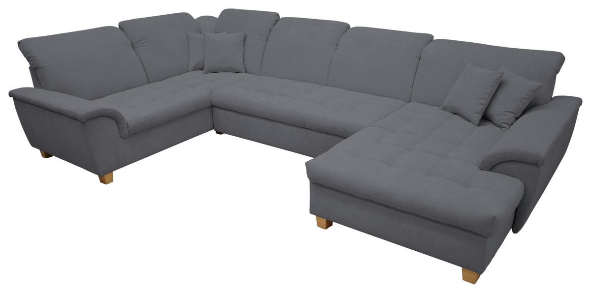 Wohnlandschaft Franzi Mit Schlaffunktion Dunkelgrau - Eichefarben/Dunkelgrau, KONVENTIONELL, Textil (214/352/170cm) - MID.YOU
