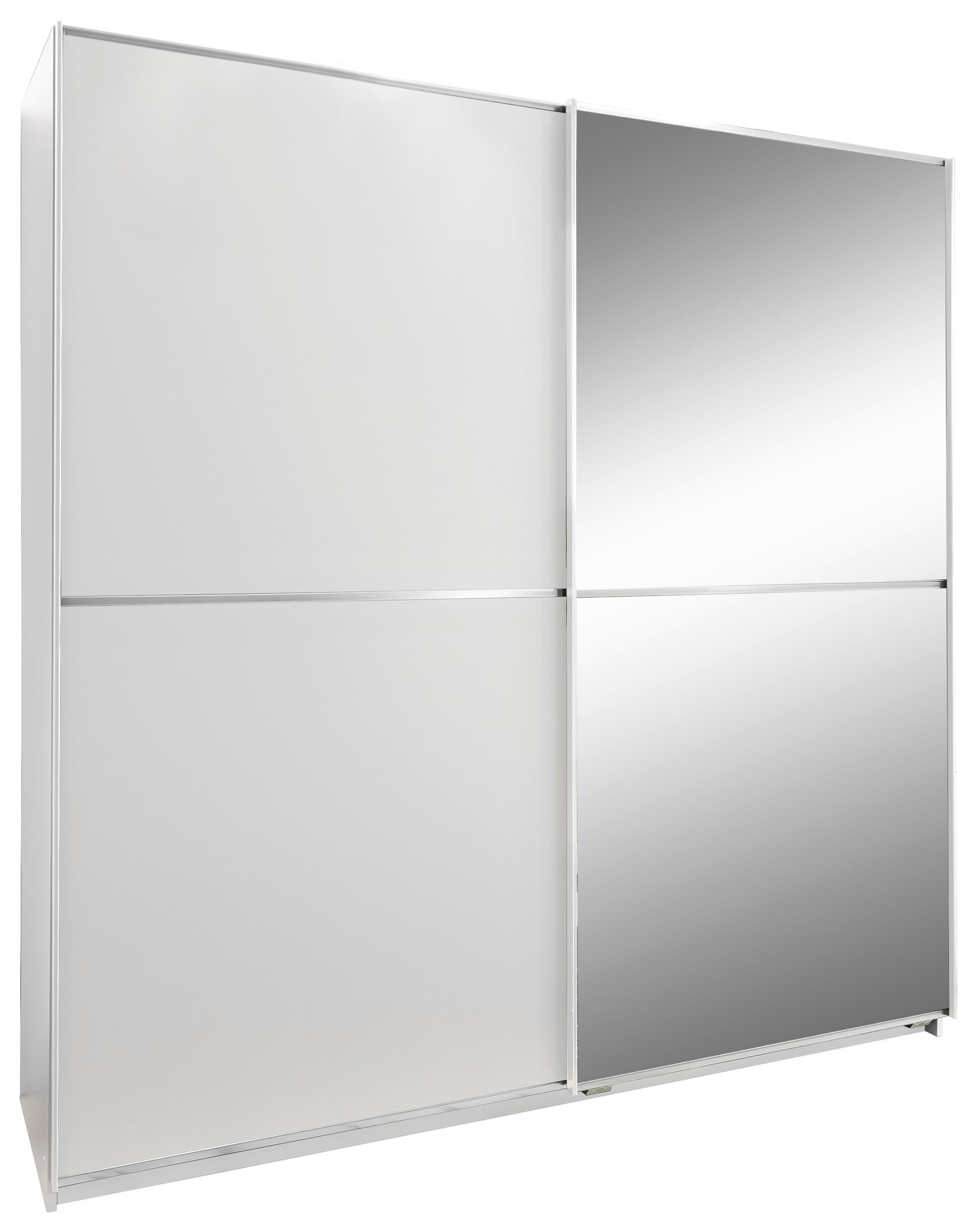 Schwebetürenschrank mit Spiegel 135cm Baden, Weiß Dekor - Weiß, Design, Glas/Holzwerkstoff (135/198/64cm) - MID.YOU