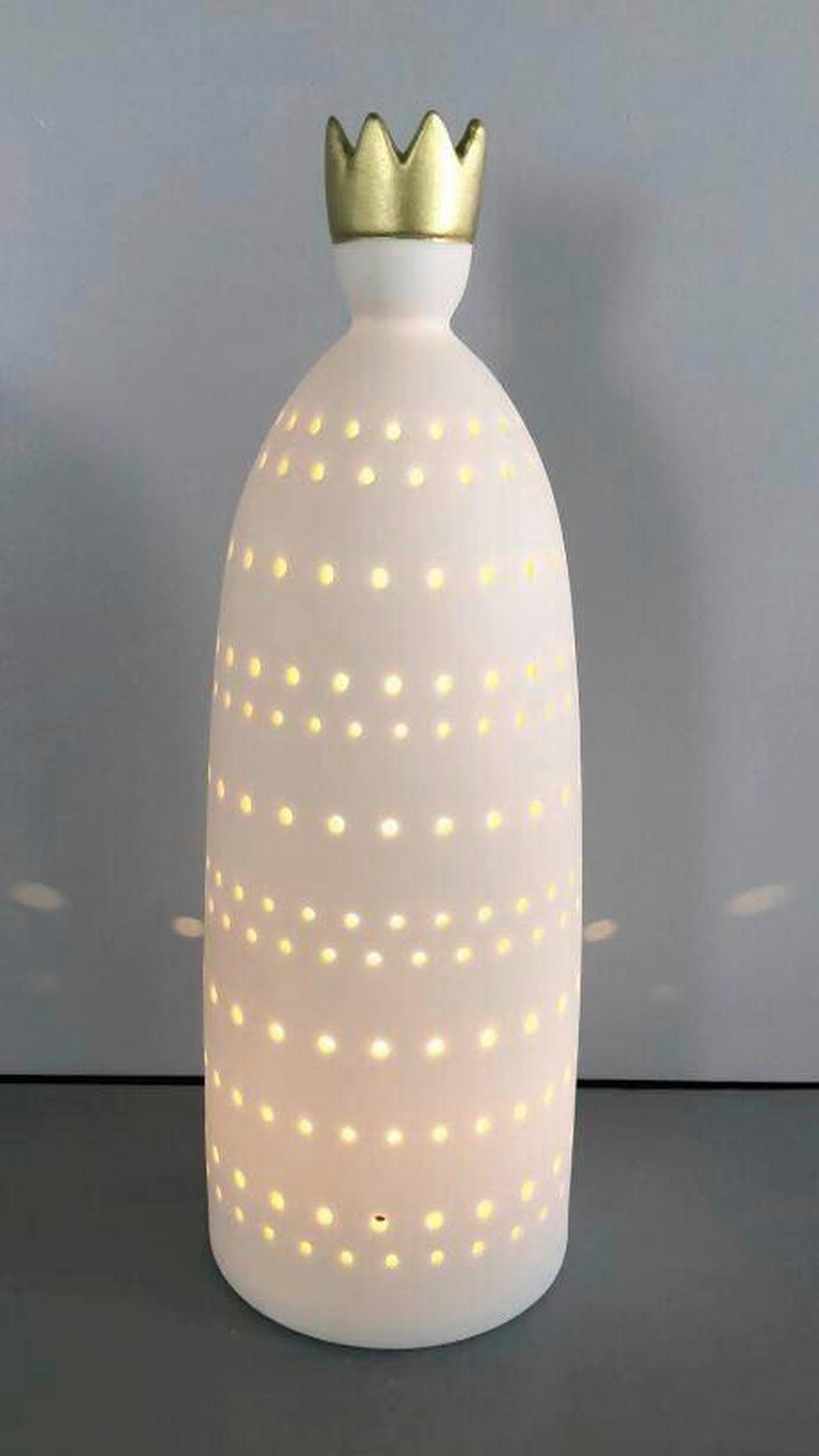 LED vianočná figúrka KING - biela/zlatá, Konventionell, keramika (8,5/25,5cm) - Mömax