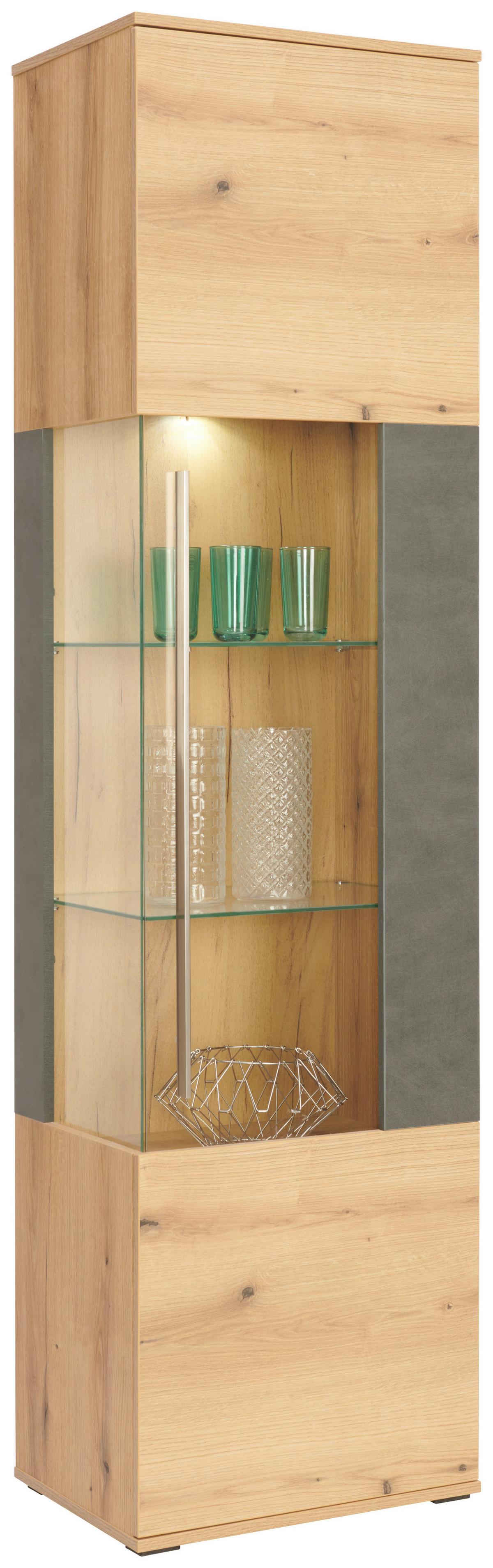 Vitrine Limit B: 52 cm Coast Evoke Eiche Dekor/Matera - MODERN, Glas/Holzwerkstoff (52/201/40cm)