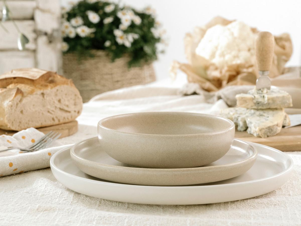 Tafelservice Uno Toscana, Creme, 12-Tlg. - Sandfarben/Creme, Basics, Keramik - Creatable