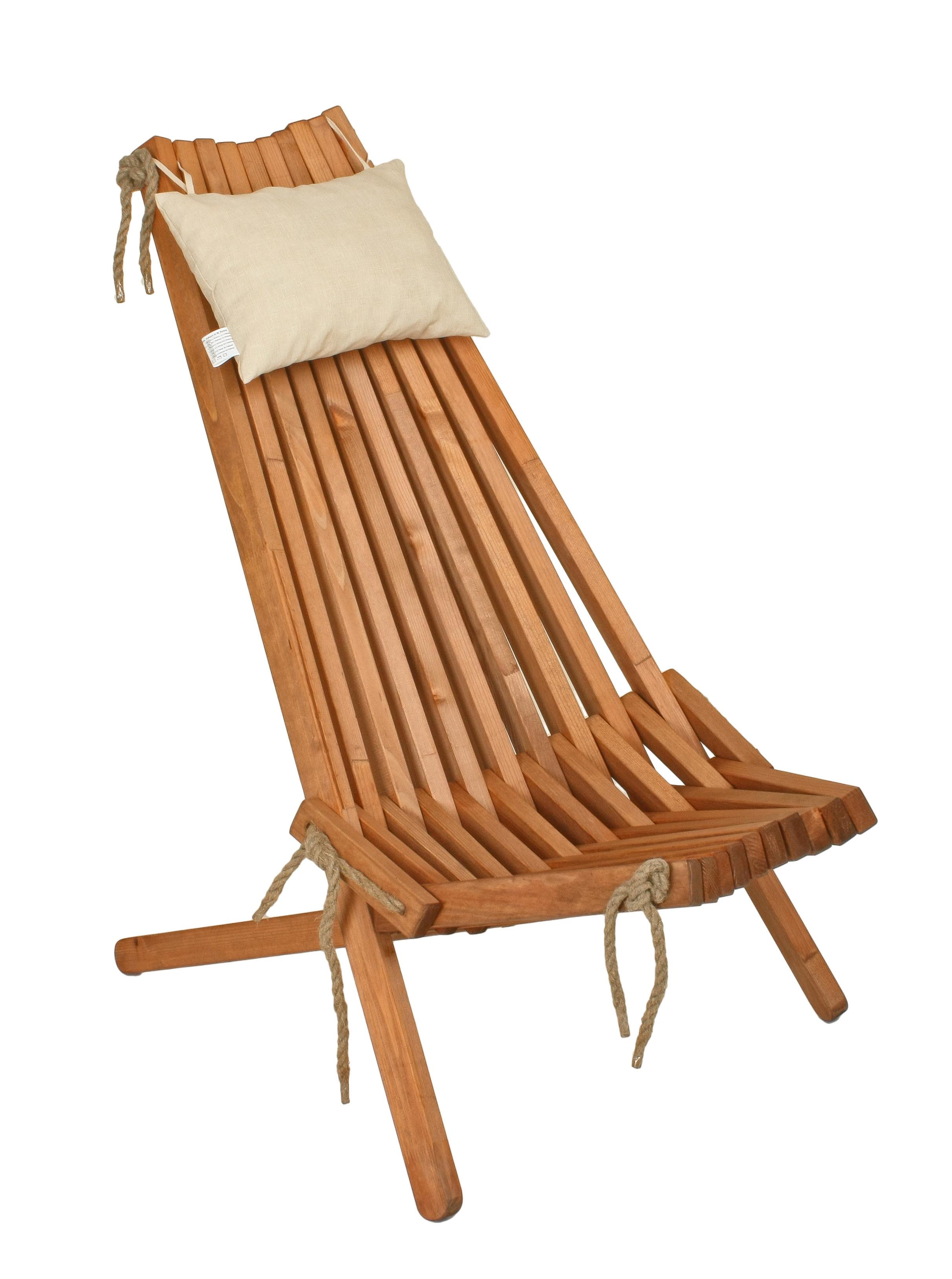 Garten-relaxsessel Falun Holz Klappbar, Mit Zierkissen - Braun, MODERN, Holz/Textil (69/104/93cm) - Gardenson