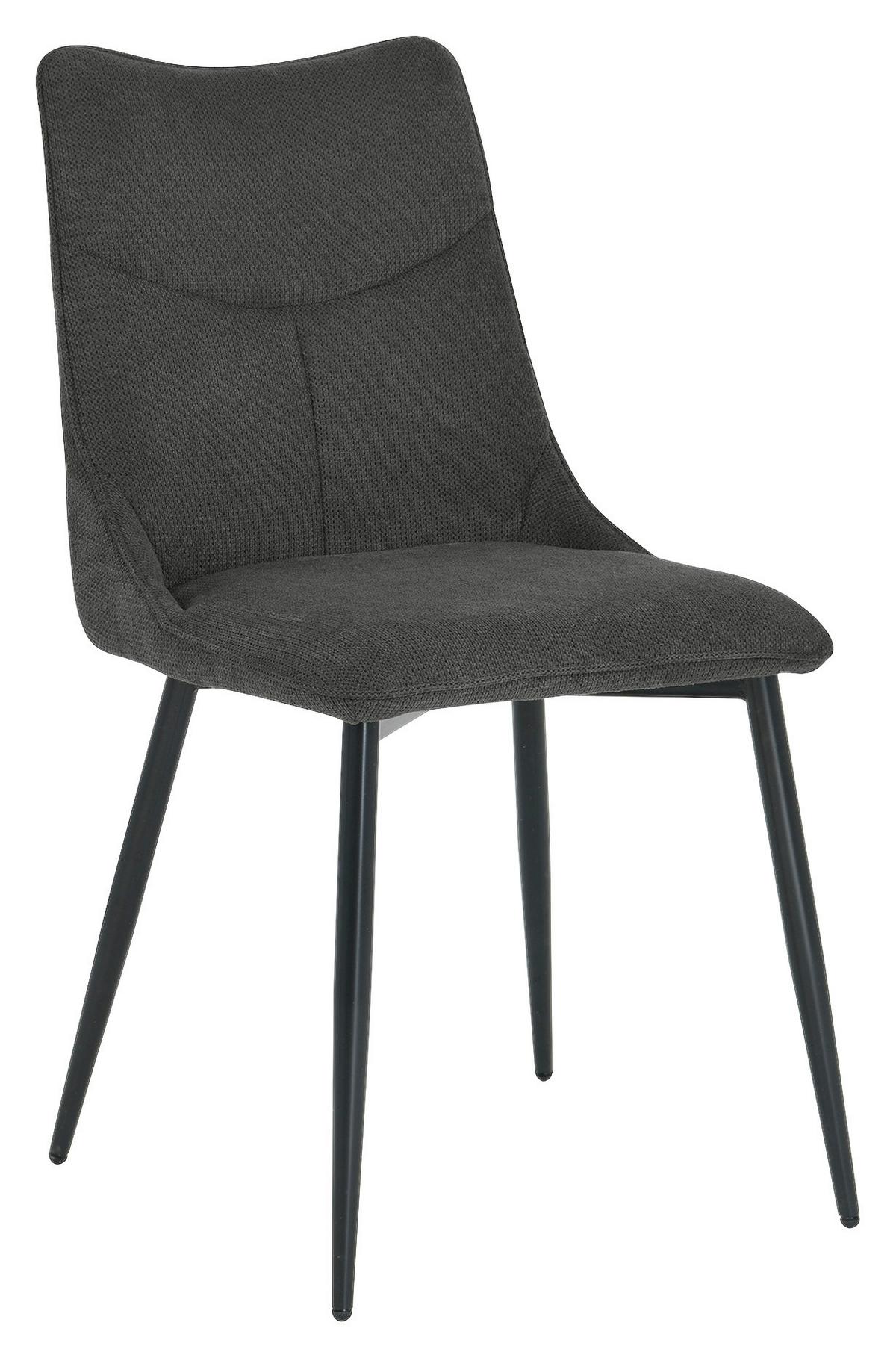 Esszimmerstuhl Carlo Anthrazit, Schwarz 2er Set - Anthrazit/Schwarz, Design, Textil/Metall (59/88/47cm) - MID.YOU