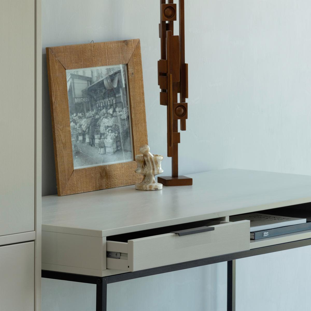 Schreibtisch Nore Grau B: 130 cm - Schwarz/Grau, MODERN, Holz/Metall (130/58/75cm) - Livetastic