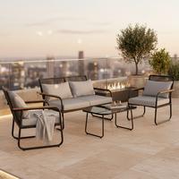 Kovová zahradní sestava ELLY - šedá/černá, Moderní, kov/textil (116/77/71cm) - Bessagi Garden