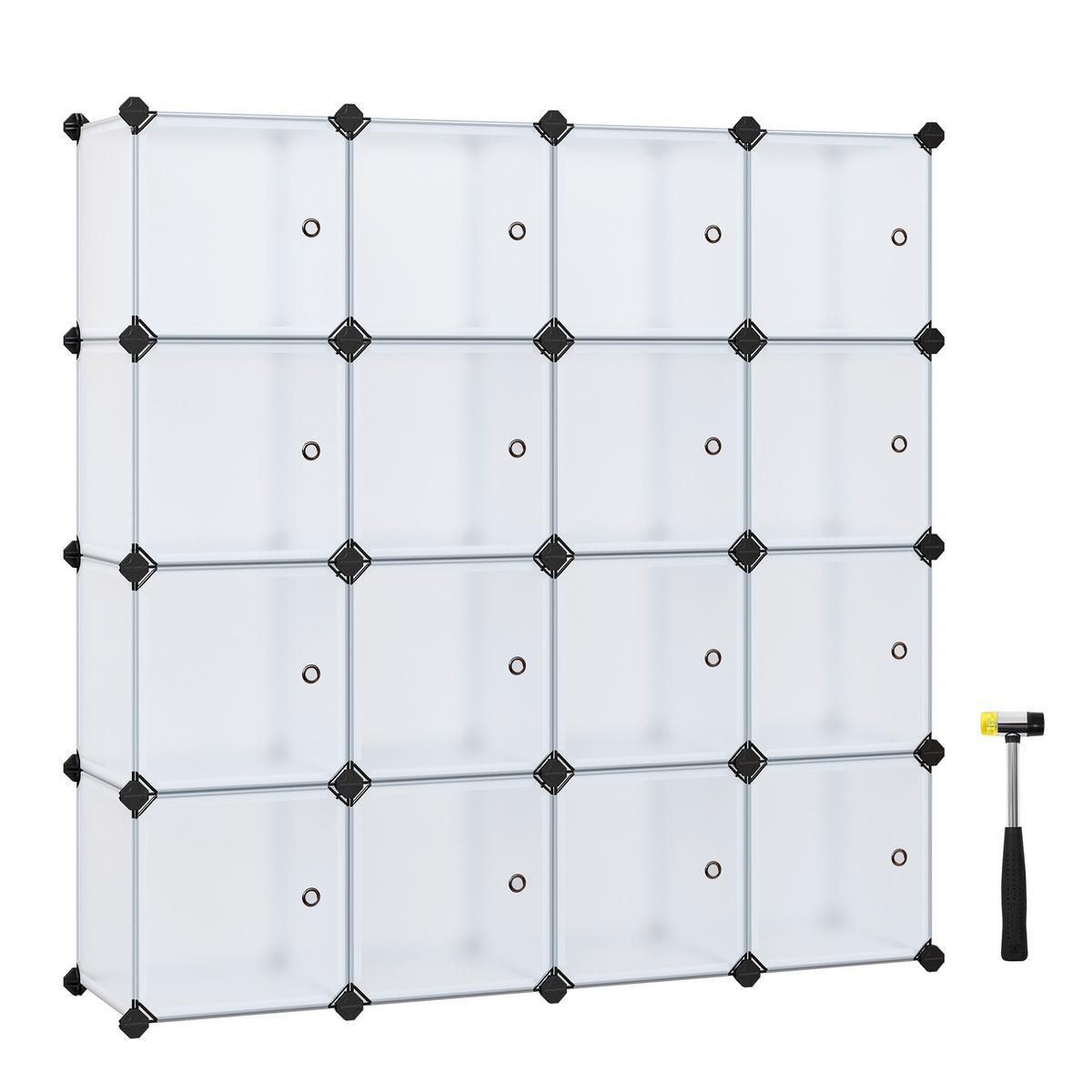 Regalkombination 16 Würfel B: 153 cm Metall/Weiß - Weiß, Basics, Kunststoff/Metall (153/153/31cm) - Boxxx