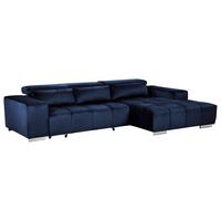 Ecksofa mit Relaxfunktion Orion Kopfstütze Klappbar Dunkelblau - Silberfarben/Dunkelblau, KONVENTIONELL, Textil (307/186cm) - Livetastic