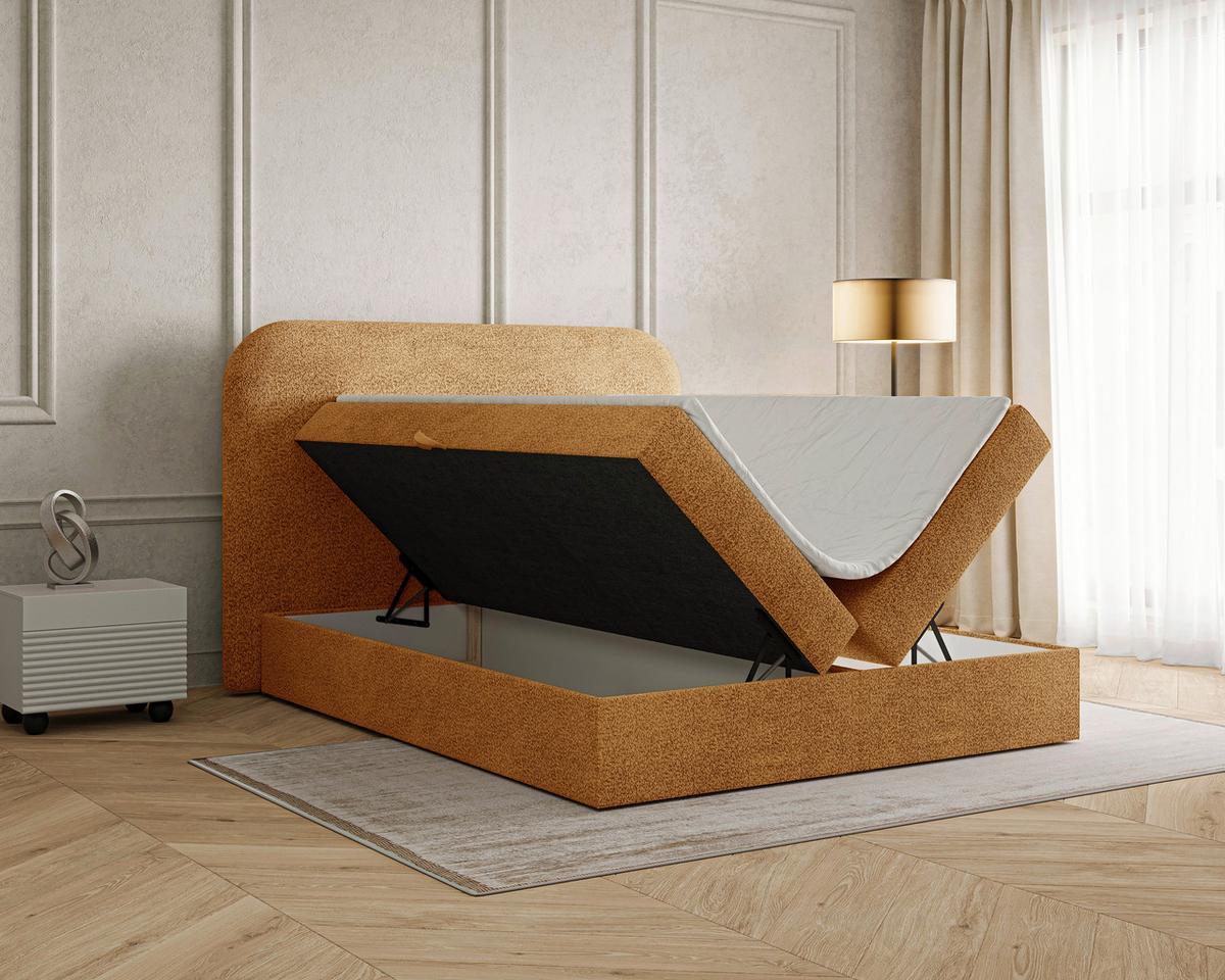 Boxbett London mit Topper 160x200 - Rostfarben/Schwarz, MODERN, Holz/Kunststoff (160/200cm) - Livetastic