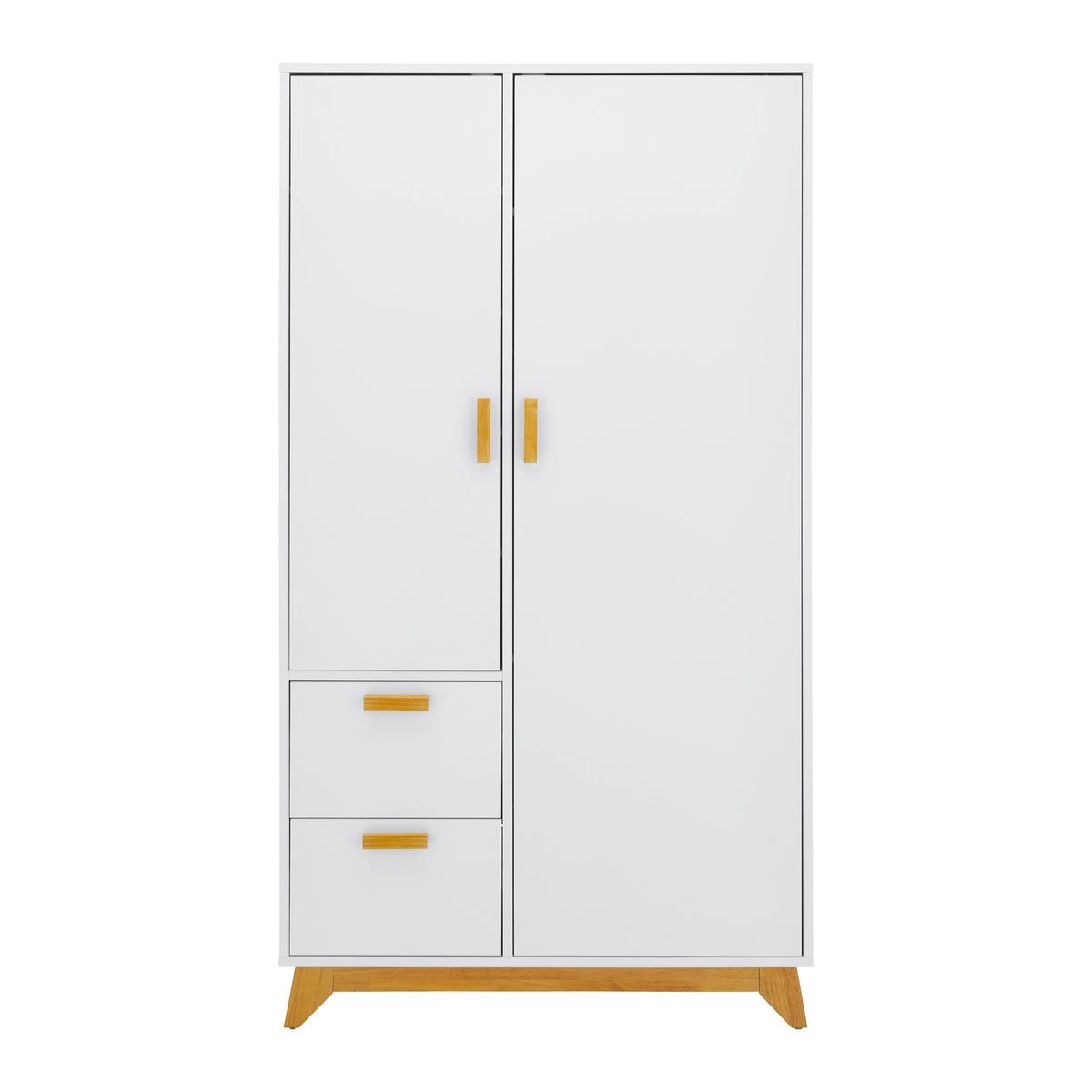 Šatní skříň MILAN 100cm - bílá/přírodní barvy, Moderní, dřevo (100/180/52cm) - Modern Living