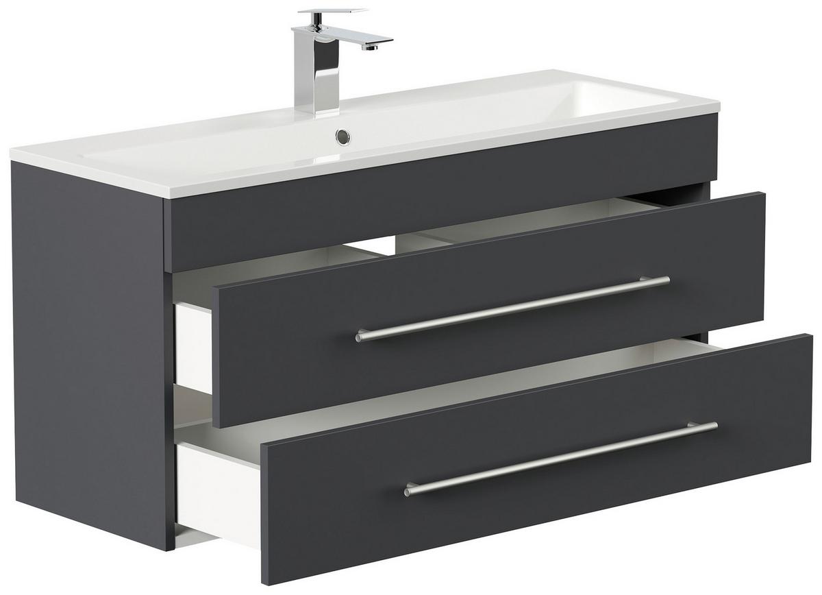 Badezimmer Portus Graphitfarben B: 100 Cm - Graphitfarben/Weiß, MODERN, Keramik/Holzwerkstoff (100cm) - MID.YOU