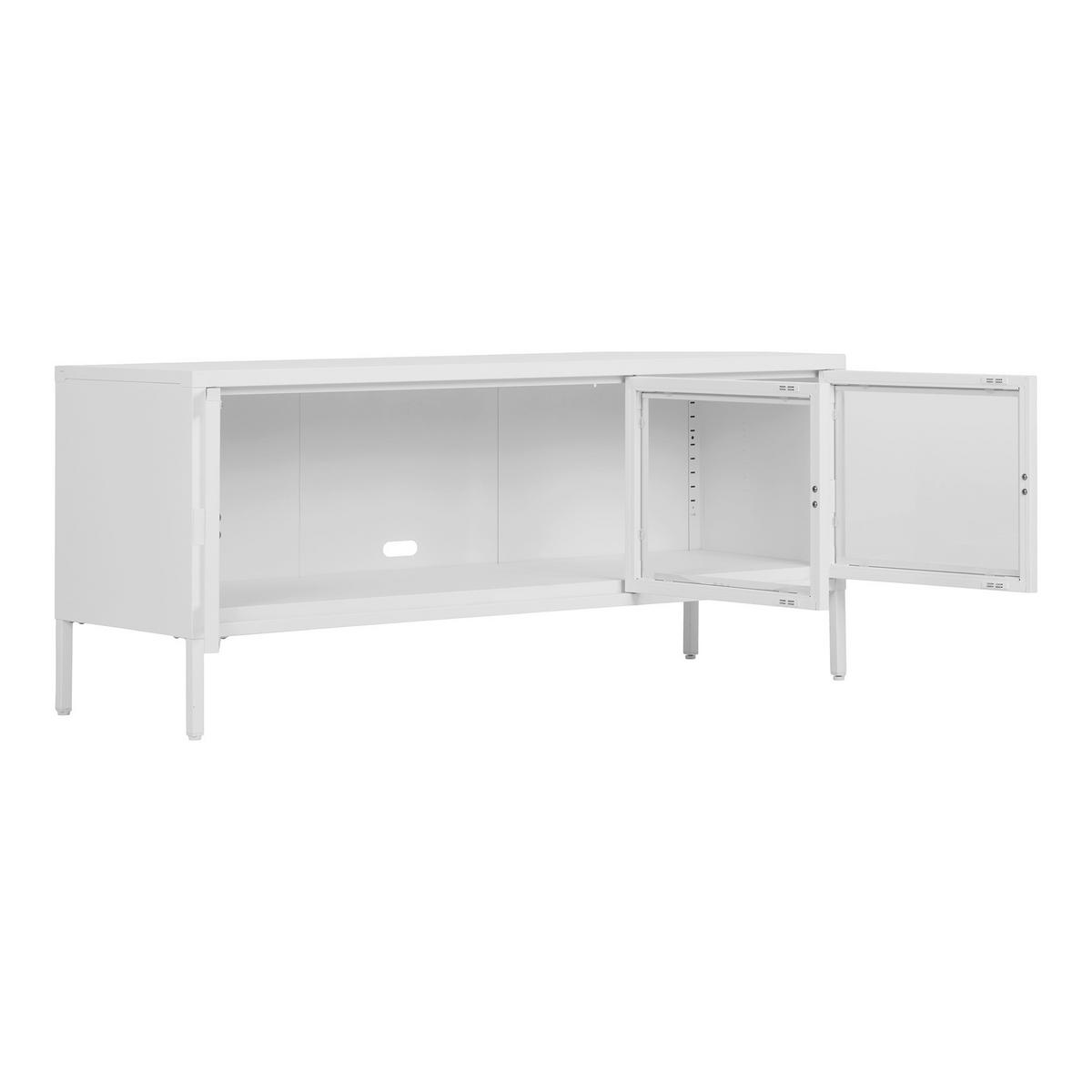 Lowboard Brisbane Weiß B: 130cm - Transparent/Weiß, Design, Glas/Metall (130/40/55cm) - MID.YOU