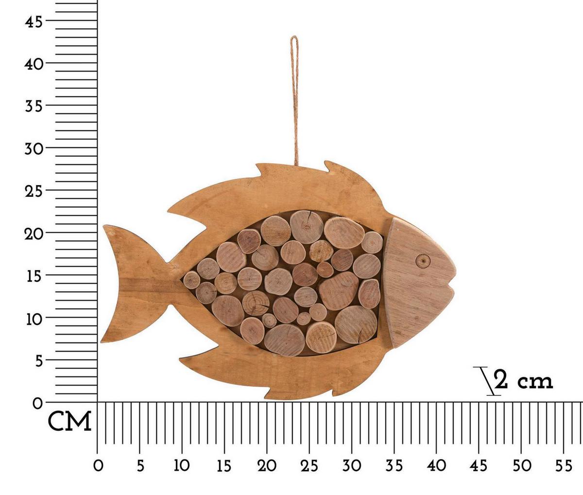Wanddeko Fisch Braun B: 28 Cm - Braun, Basics, Holz/Metall (28/42/2cm)