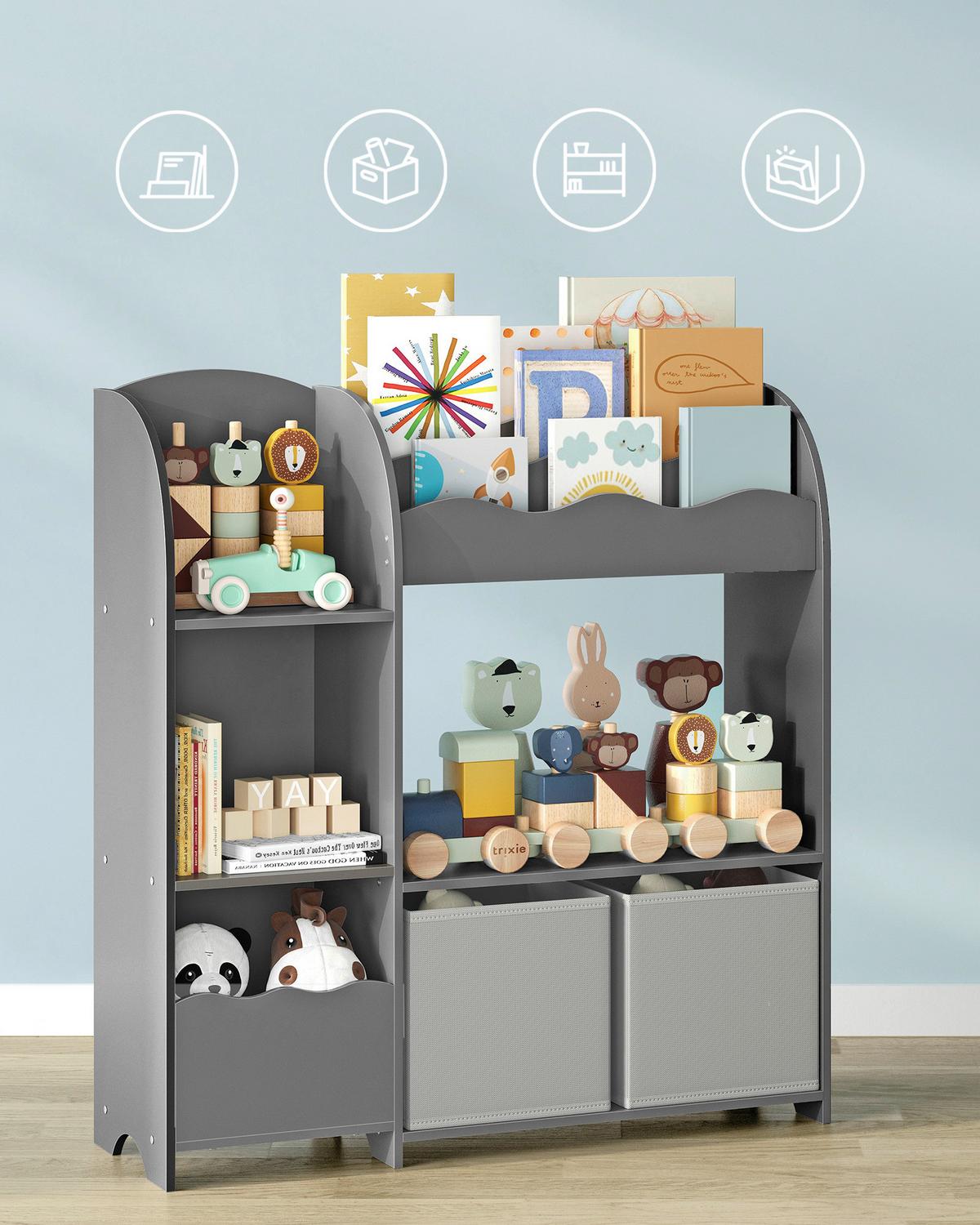 Toy Storage Shelf Grau B: 62,5 Cm - Grau, MODERN, Holzwerkstoff/Textil (62,5/70,2/29,5cm) - MID.YOU