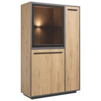 Highboard Nadiro B: 101 cm Wildeiche Dekor/Schwarz Matt - Eichefarben/Schwarz, Trend, Glas/Holzwerkstoff (101/161/41cm) - Livetastic