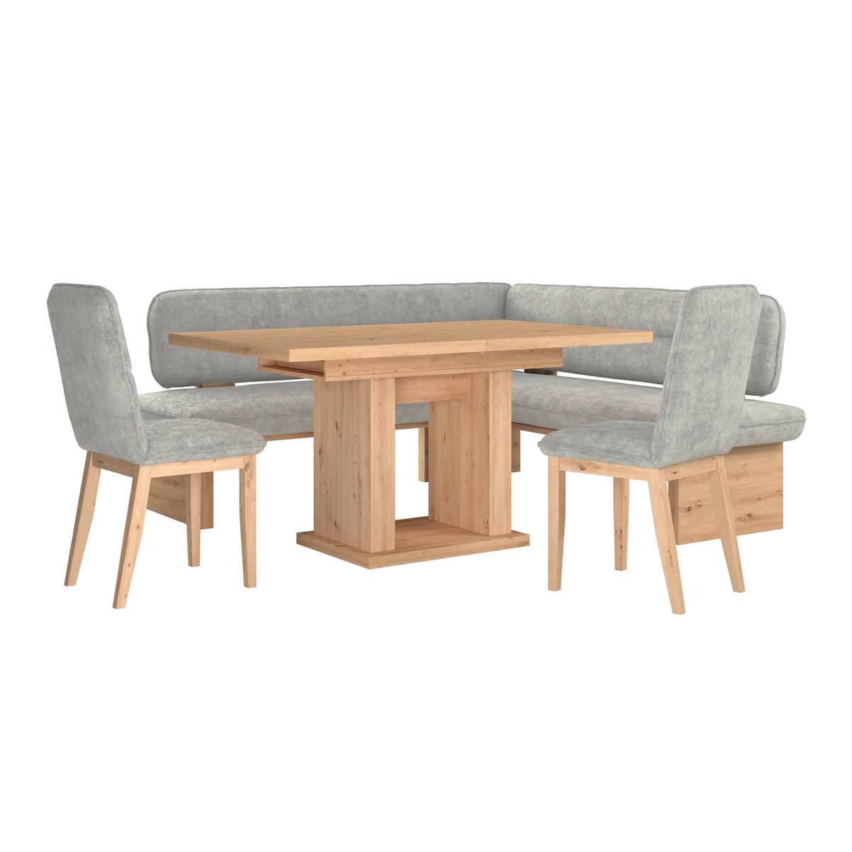 Eckbank Beluna Ii Webstoff Hellgrau, B: 232cm - Eichefarben/Hellgrau, KONVENTIONELL, Holz/Textil (232/170cm) - James Wood