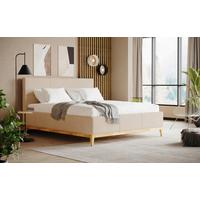 Kárpitozott Ágy Jupiter H4/h4, 180/200cm - bézs/bükkszínű, Modern, faalapú anyag/textil (180/200cm) - MID.YOU