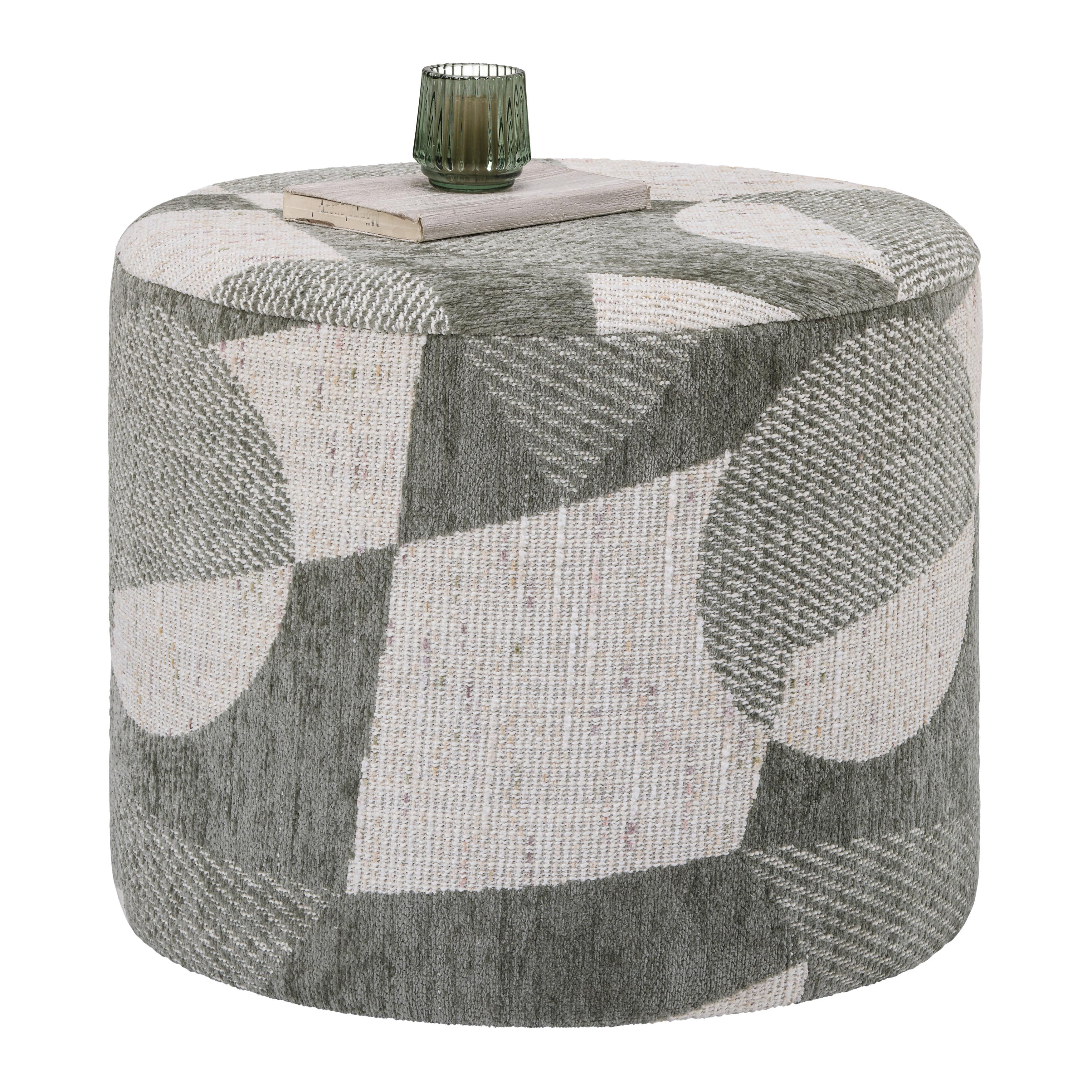 Taburetka MARLON, sivozelený žakár - biela/sivozelená, Lifestyle, kompozitné drevo/textil (50/50/40cm) - Premium Living